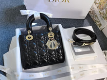 Load image into Gallery viewer, Lady Dior small black with gold hardware.
