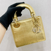 Load image into Gallery viewer, Lady Dior gold snakeskin mini, gold hdw
