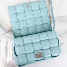 Load image into Gallery viewer, Bottega Veneta baby blue padded cassette bag with silver hdw
