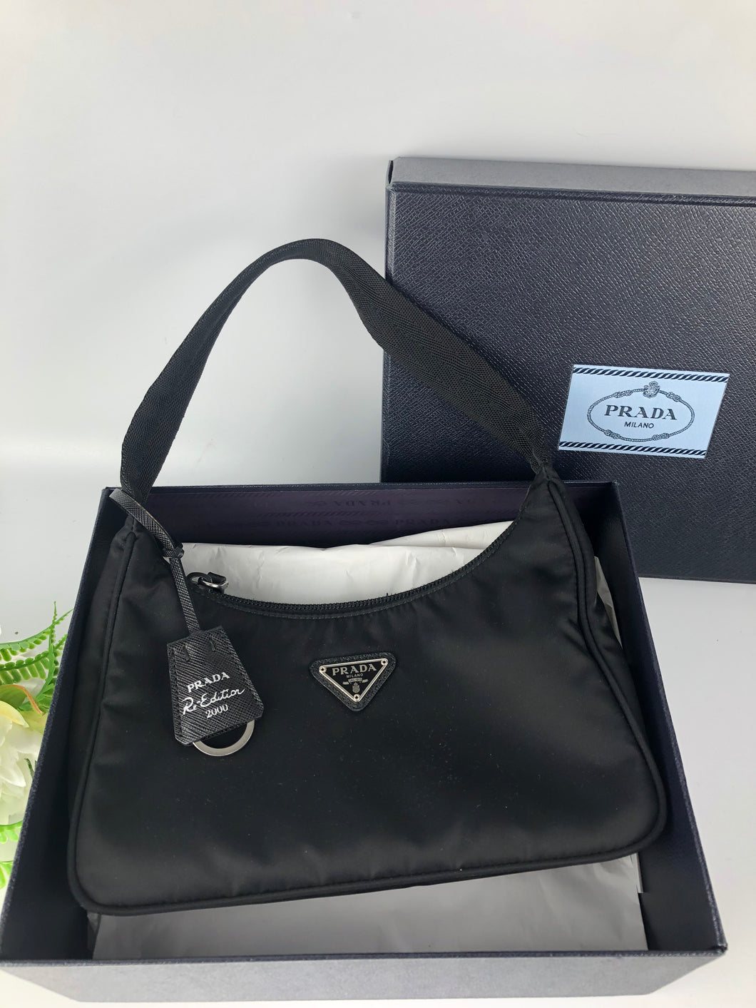 Prada 2020 re-edition black nylon shoulder bag