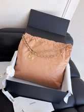 Load image into Gallery viewer, Chanel 22 medium, caramel beige, gold hdw
