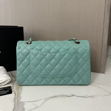 Load image into Gallery viewer, Chanel 21s Tiffany blue medium caviar classic, light gold hdw
