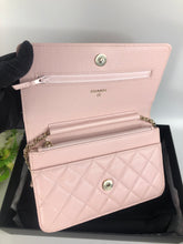 Load image into Gallery viewer, Chanel light pink caviar crystal cc woc, light gold hdw
