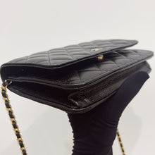 Load image into Gallery viewer, Chanel microchip black caviar WOC, wallet on chain, with gold hardware

