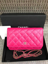 Load image into Gallery viewer, Chanel 22k dark pink caviar woc wallet on chain, full set
