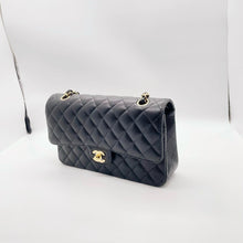 Load image into Gallery viewer, Chanel black caviar medium classic, gold hardware, chip
