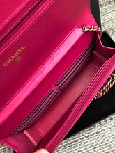 Load image into Gallery viewer, Chanel 22k dark pink caviar woc wallet on chain, full set
