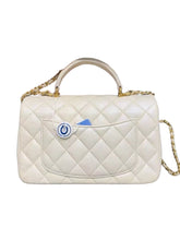Load image into Gallery viewer, Rare Chanel white mini lambskin, with top handle and gold hdw
