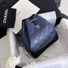 Load image into Gallery viewer, Chanel small Gabrielle backpack blue/black calfskin
