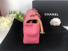 Load image into Gallery viewer, Chanel pink mini rectangular with yellow interior, rainbow hdw
