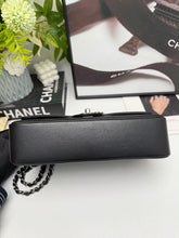 Load image into Gallery viewer, Chanel medium classic flap two tone black and blue with silver hdw.
