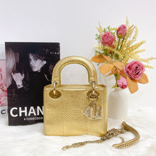 Load image into Gallery viewer, Lady Dior gold snakeskin mini, gold hdw
