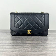 Load image into Gallery viewer, Chanel black medium lambskin Diana bag, 24k gold hdw
