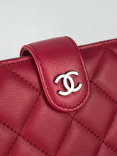 Load image into Gallery viewer, Chanel dark pink lambskin French style wallet, silver hdw
