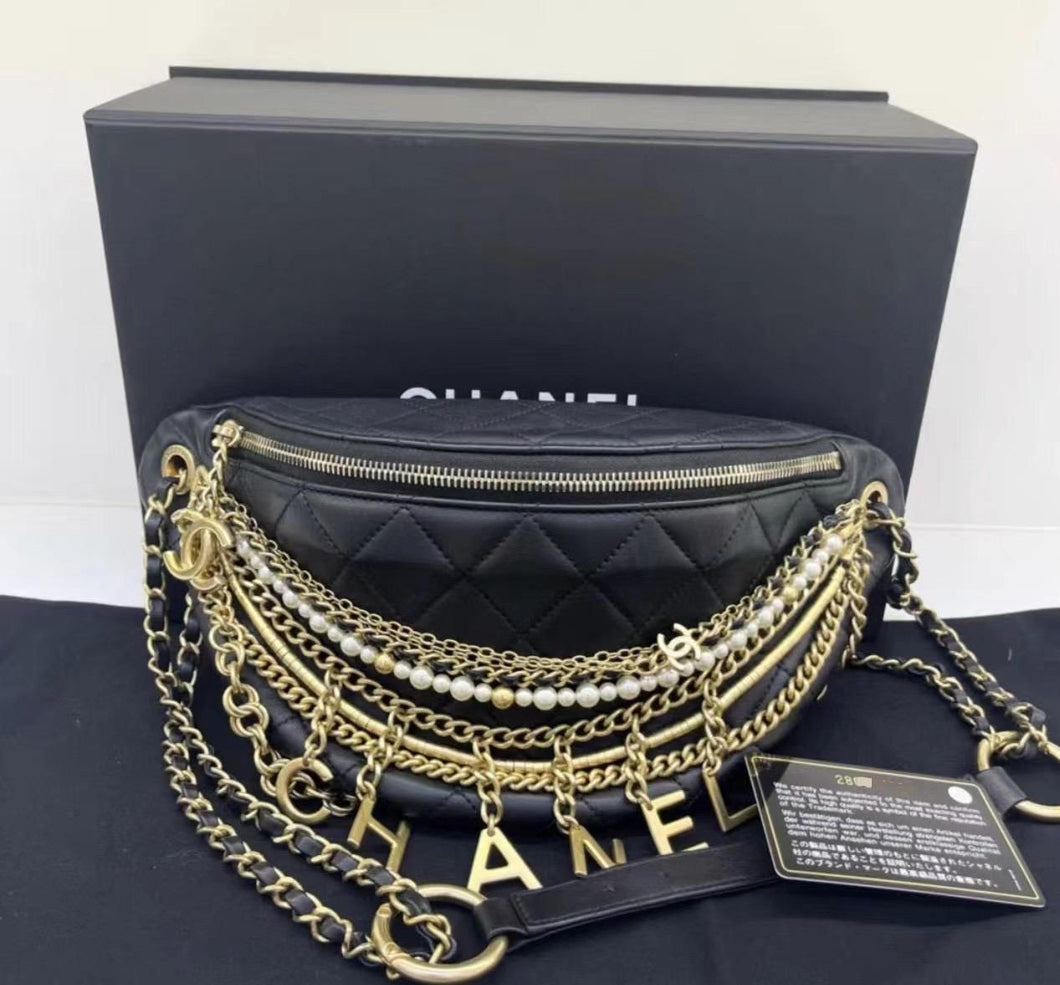 Chanel 28 series belt bag with pearl strap