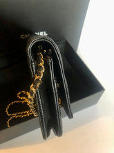 Load image into Gallery viewer, Chanel black caviar wallet on chain (woc), gold hdw 28 series
