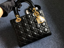 Load image into Gallery viewer, Lady Dior black medium cannage lambskin, gold hdw
