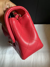 Load image into Gallery viewer, Chanel red/pink mini lambskin rectangular, gold hdw
