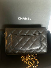 Load image into Gallery viewer, Chanel black caviar wallet on chain (woc), gold hdw 28 series
