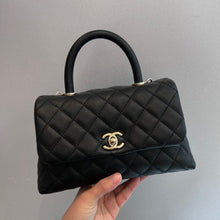 Load image into Gallery viewer, Chanel black coco handle small, gold hdw
