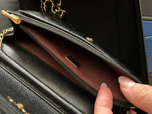 Load image into Gallery viewer, Chanel Black caviar microchip WOC, with gold hdw
