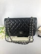 Load image into Gallery viewer, Chanel 21 series black caviar jumbo, silver hdw
