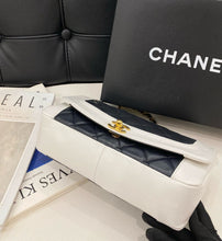 Load image into Gallery viewer, Rare Chanel vintage bag medium navy / white lambskin, gold hdw
