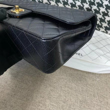 Load image into Gallery viewer, Chanel black caviar medium classic flap, gold hdw, microchip
