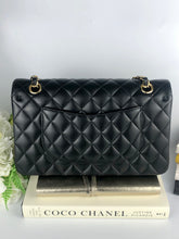 Load image into Gallery viewer, Chanel black medium lambskin classic, with gold hdw
