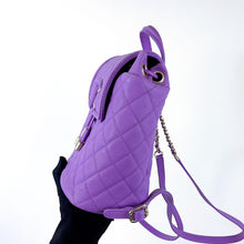 Load image into Gallery viewer, Chanel purple filigree backpack, gold hdw
