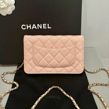 Load image into Gallery viewer, Chanel rose beige woc wallet on chain, caviar leather with gold hdw
