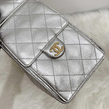 Load image into Gallery viewer, Chanel 25 small in rare silver caviar, aged gold hdw
