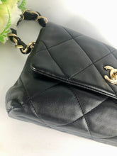 Load image into Gallery viewer, Chanel black woven logo flap from 2021 cruise collection, gold hdw
