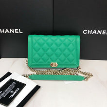 Load image into Gallery viewer, Chanel green caviar boy woc, gold hdw
