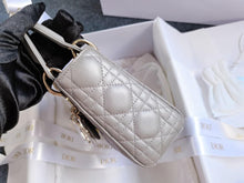 Load image into Gallery viewer, Lady Dior mini pearl grey Cannage calfskin, light gold hdw.
