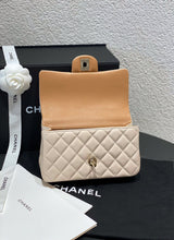 Load image into Gallery viewer, Chanel Ivory / caramel mini top handle lambskin, light gold hdw
