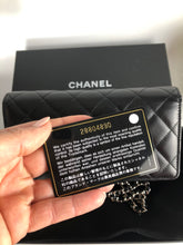 Load image into Gallery viewer, Chanel 28 series black lambskin woc, wallet on chain silver hdw
