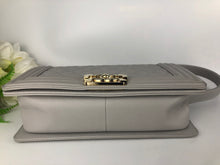 Load image into Gallery viewer, Chanel 2022 grey caviar old medium boy bag, light gold hdw
