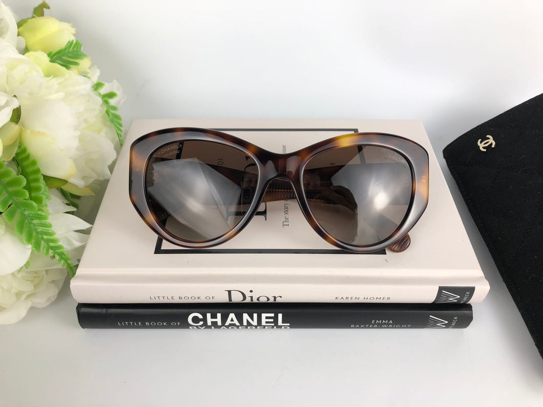 Chanel brown tortoise polarized sunglasses