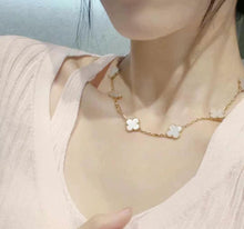 Load image into Gallery viewer, Van Cleef &amp; Arpels white mother of pearl 10 motif 18k gold vintage Alhambra necklace
