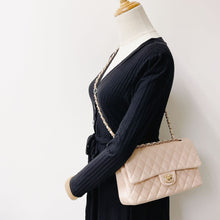 Load image into Gallery viewer, Chanel 22c light beige caviar medium classic flap, light gold hdw
