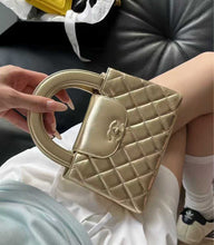 Load image into Gallery viewer, Chanel gold Kelly shopper nano (larger size) in shiny gold calfskin, gold hdw
