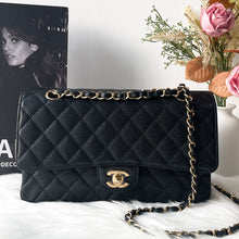 Load image into Gallery viewer, Chanel 2024 black caviar medium classic flap, gold hdw, microchip
