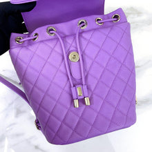 Load image into Gallery viewer, Chanel purple filigree caviar backpack, gold hdw
