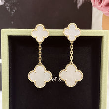 Load image into Gallery viewer, Van Cleef &amp; Arpels (VCA) 2 motif Magic Alhambra white mother of pearl earrings, 18k gold
