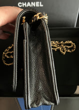 Load image into Gallery viewer, Chanel Black caviar microchip WOC, with gold hdw
