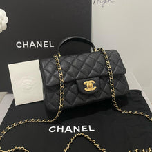 Load image into Gallery viewer, Chanel black caviar mini top handle, gold hdw
