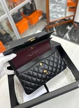 Load image into Gallery viewer, Chanel small black caviar classic flap, gold hdw chip
