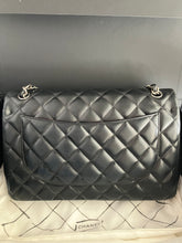 Load image into Gallery viewer, Chanel black lambskin jumbo, silver hdw
