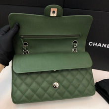 Load image into Gallery viewer, Chanel 25 series green medium caviar, silver hdw
